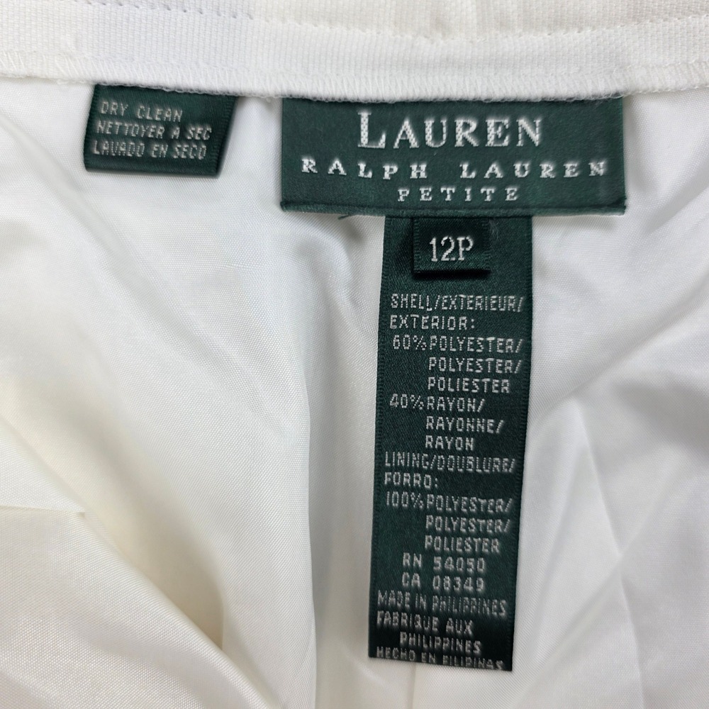 Lauren Ralph Lauren Pleated Trousers Women Cream Classic Cuffed High Rise 12P - Picture 6 of 7